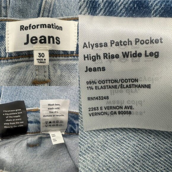 New Reformation Alyssa Patch Pocket High Rise Wide Leg Ankle Jeans 30 Aden Wash - Picture 12 of 15
